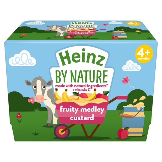 Heinz, By Nature, Fruity Medley Custard 4+ Months 4 x 100g