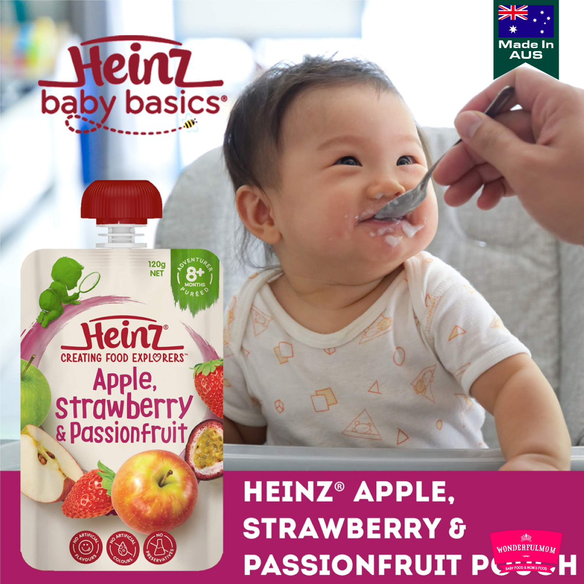 Heinz, Apple Strawberry and Passion Fruit Pouch – 8+ Months