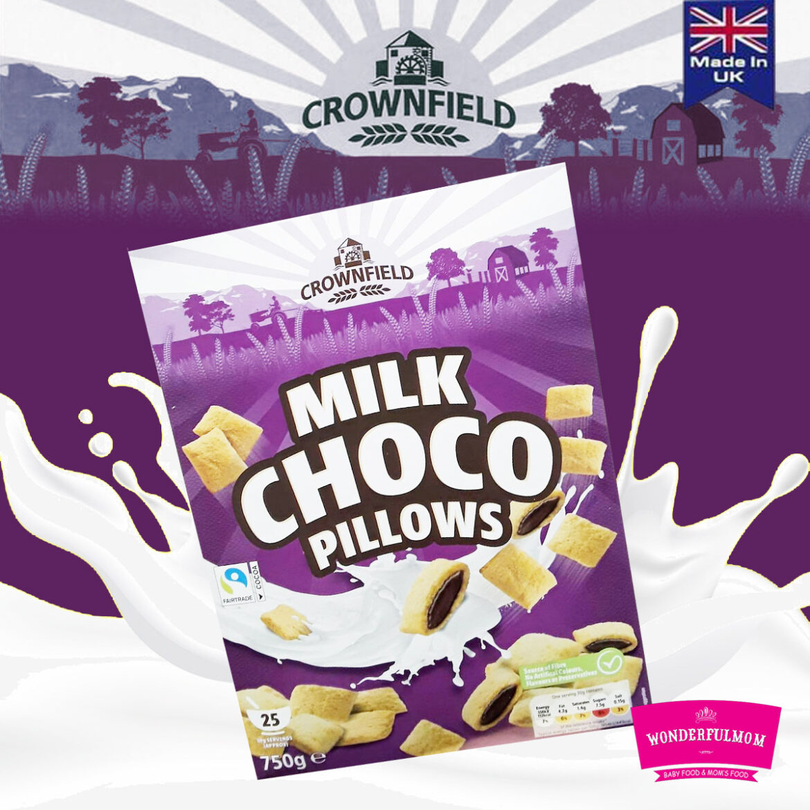 CROWNFIELD Milk Choco Pillows Cereal Wonderfulmom.lk