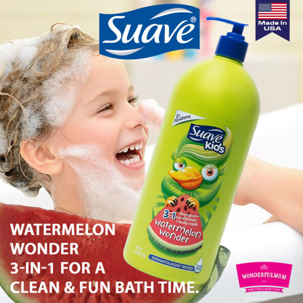 Suave Watermelon Wonder 3-in-1 Shampoo, Conditioner, Body Wash 1.18L