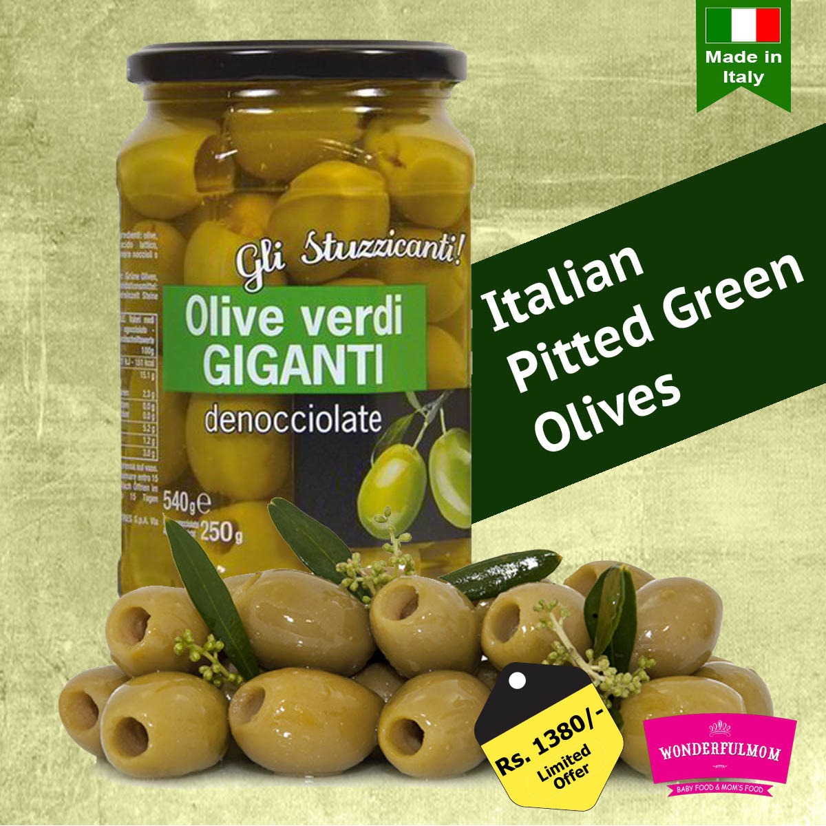 GIGANTI Italian Pitted Green Olives 540g