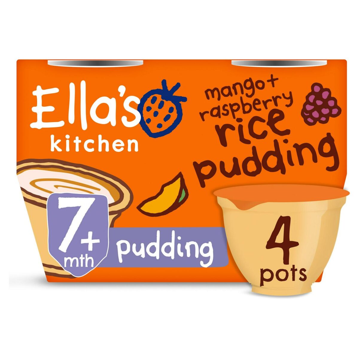 Ella's Kitchen Organic Mango and Raspberry Rice Pudding Baby 80g