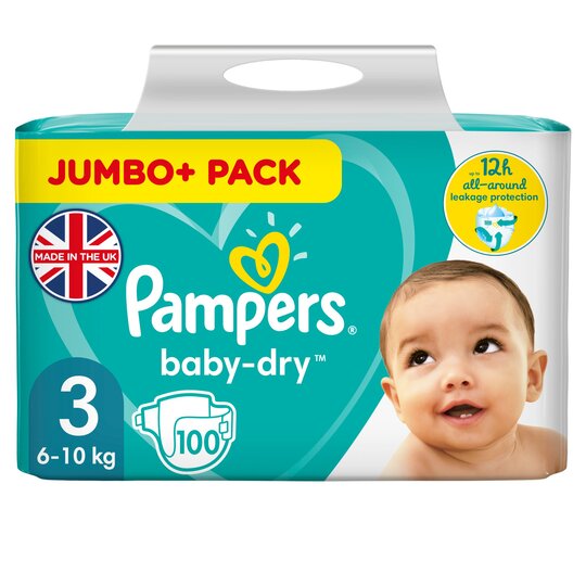 Pampers Baby Dry Size 3 Jumbo+ Pack 100 Nappies