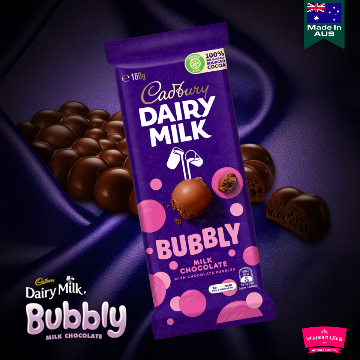 Cadbury Dairy Milk Bubbly Milk Chocolate 160g