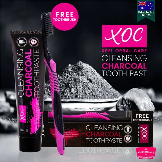XOC CLEANSING CHARCOAL TOOTHPASTE & TOOTHBRUSH